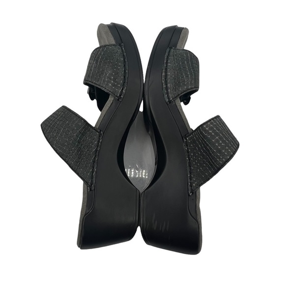 Dansko Sophie Pewter Black Leather Chunk Heel Slide Sandals Size 38 Women's - Picture 5 of 9